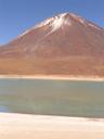 A closer look at Laguna Verde with its volcano.